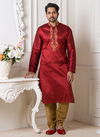 Maroon Colour Fancy Latest Designer Party And Function Wear Traditional Mysore Silk Kurta Churidar Pajama Redymade Collection Swaroop-1-9